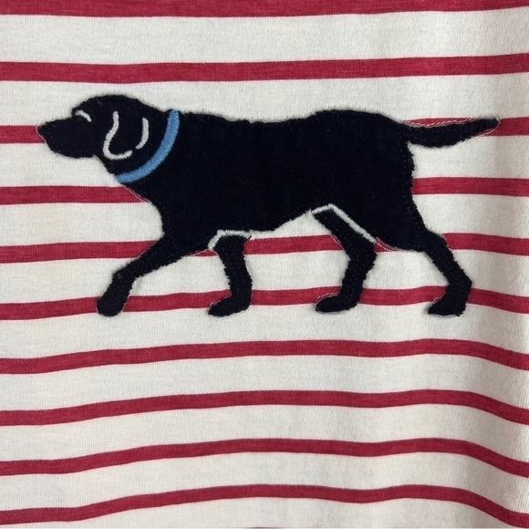HATLEY Black Lab Dog Striped Tank Top. Red & White w/blue topstitching. Size XL - Picture 2 of 8